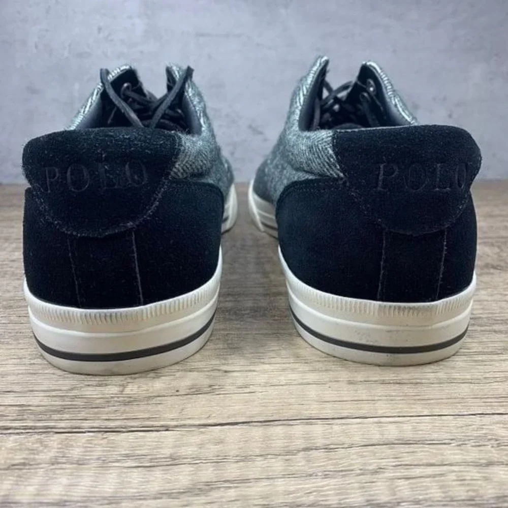 Polo Ralph Lauren~Vaughn~Tweed Wool Herringbone upper and Black Suede Trim Sneak